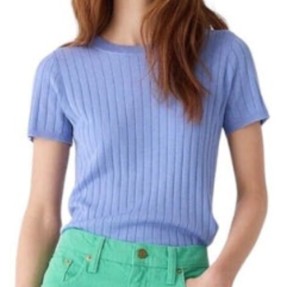 Silk-blend cropped T-shirt J Crew XL